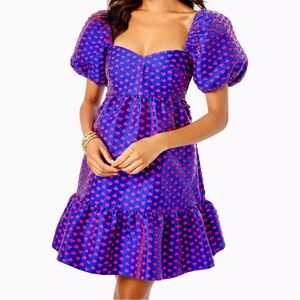 Nelle Dress Borealis Blue Lovesick Jacquard 4 NWT